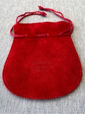 Cartier | Suede Leather Lined Drawstring Pouch Bag - RARE & AUTHENTIC